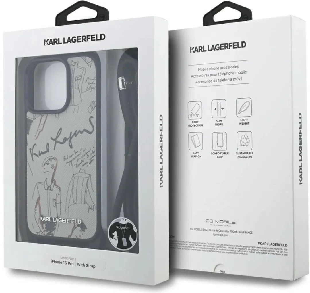 Karl Lagerfeld Crossbody Case - iPhone 16 Pro - Zwart