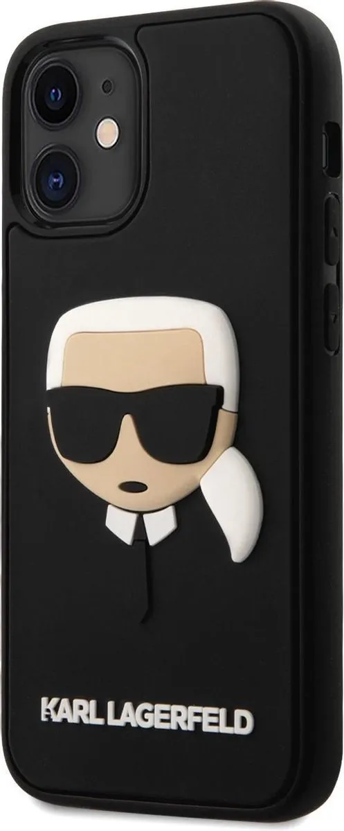 Karl Lagerfeld iPhone 12 Mini Hoesje - Zwart 3D Karl Head