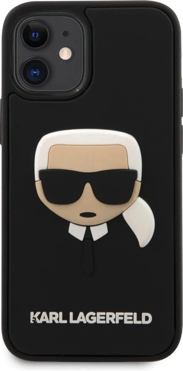 Karl Lagerfeld iPhone 12 Mini Hoesje - Zwart 3D Karl Head