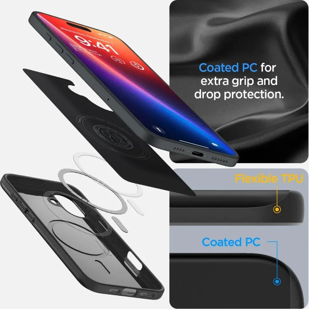 Spigen ACS06811 MagSafe Hoesje - iPhone 16 Plus - Zwart