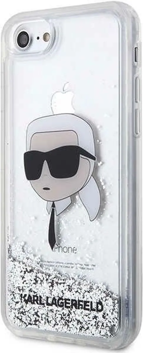 Karl Lagerfeld KLHCI8LNKHCH Hoesje iPhone 7/8/SE - Zilver Glitter