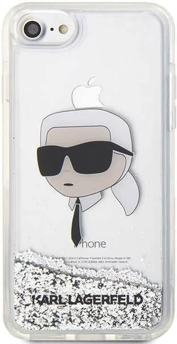 Karl Lagerfeld KLHCI8LNKHCH Hoesje iPhone 7/8/SE - Zilver Glitter