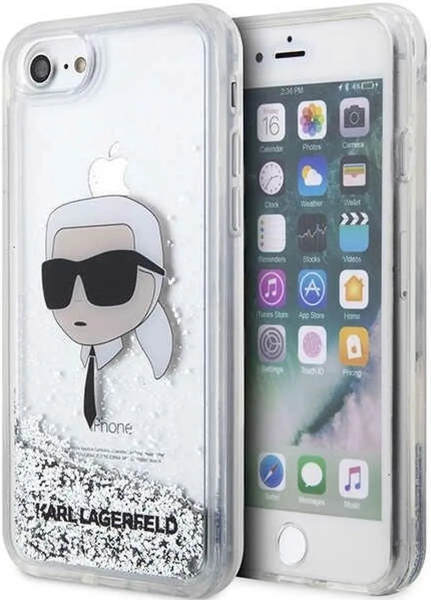 Karl Lagerfeld KLHCI8LNKHCH Hoesje iPhone 7/8/SE - Zilver Glitter