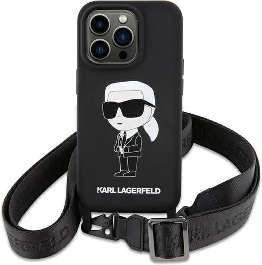 Karl Lagerfeld Ikonik Siliconen Hoesje iPhone 15 - Zwart