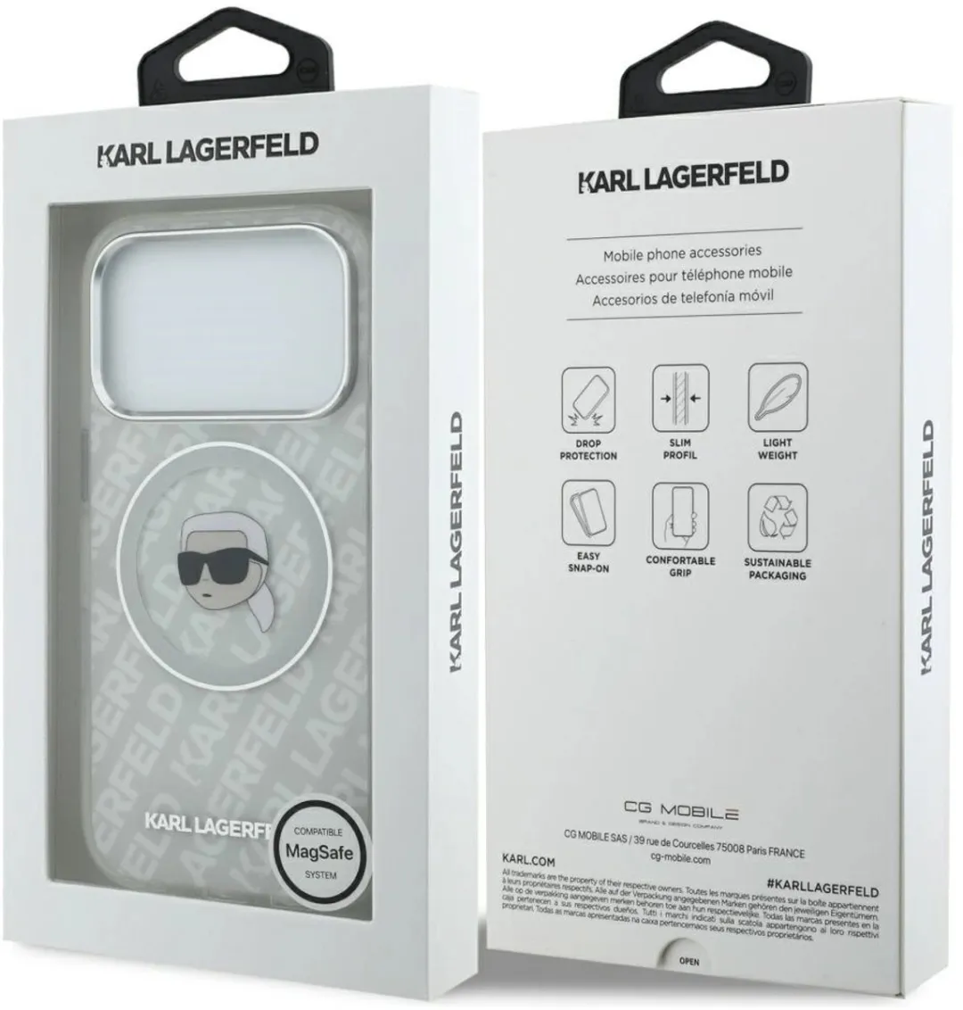Karl Lagerfeld iPhone 17 Pro Hoesje - MagSafe - Transparant - Zwart