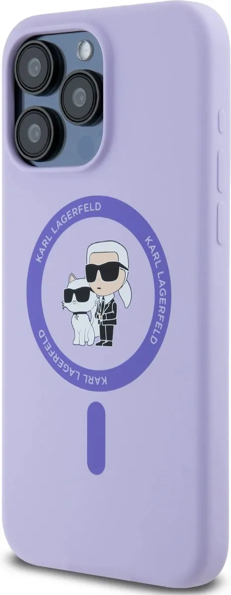 Karl Lagerfeld iPhone 15 Pro Max Backcover - Paars - KC Head Ring