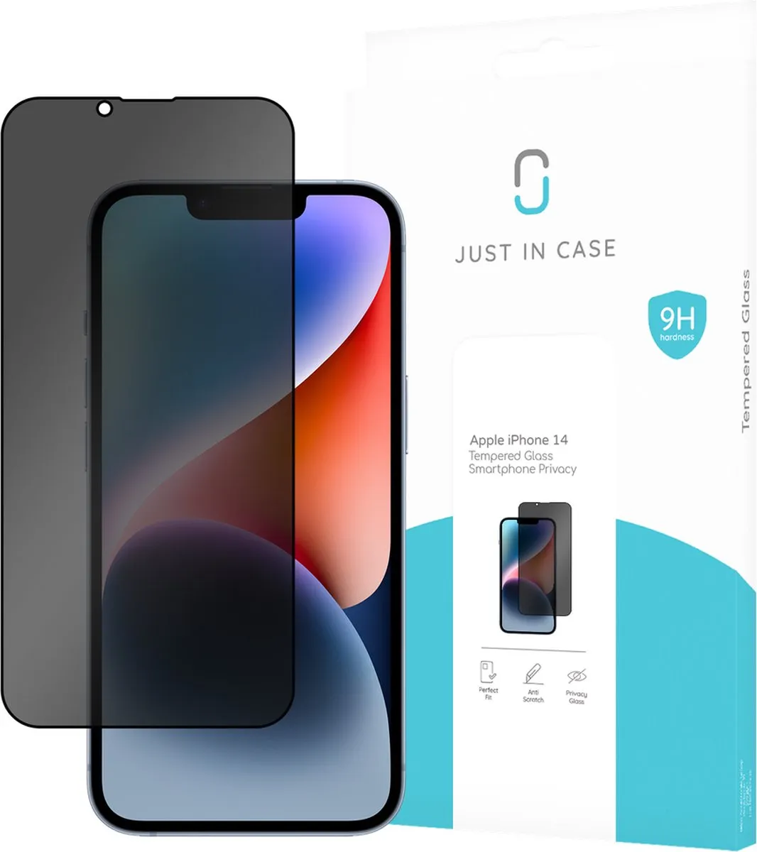 Just in Case Privacy Screenprotector iPhone 14 - Anti Spy Glas - afbeelding 6 van 6
