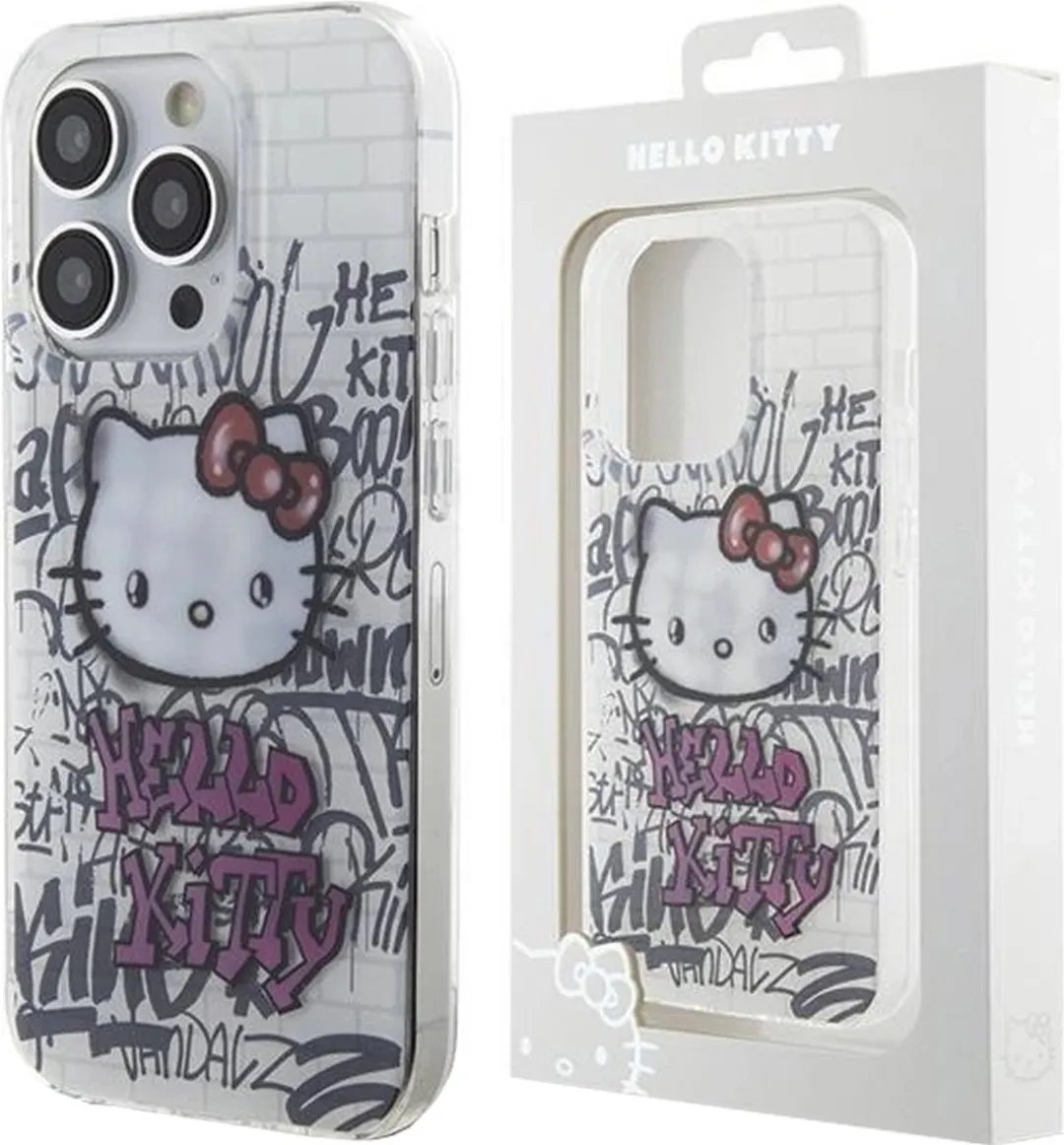 Hello Kitty IML Kitty On Bricks Hoesje iPhone 15 - Wit