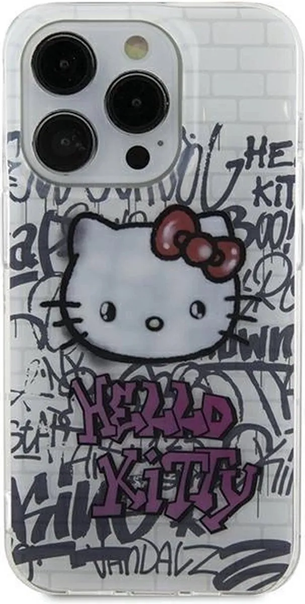 Hello Kitty IML Kitty On Bricks Hoesje iPhone 15 - Wit