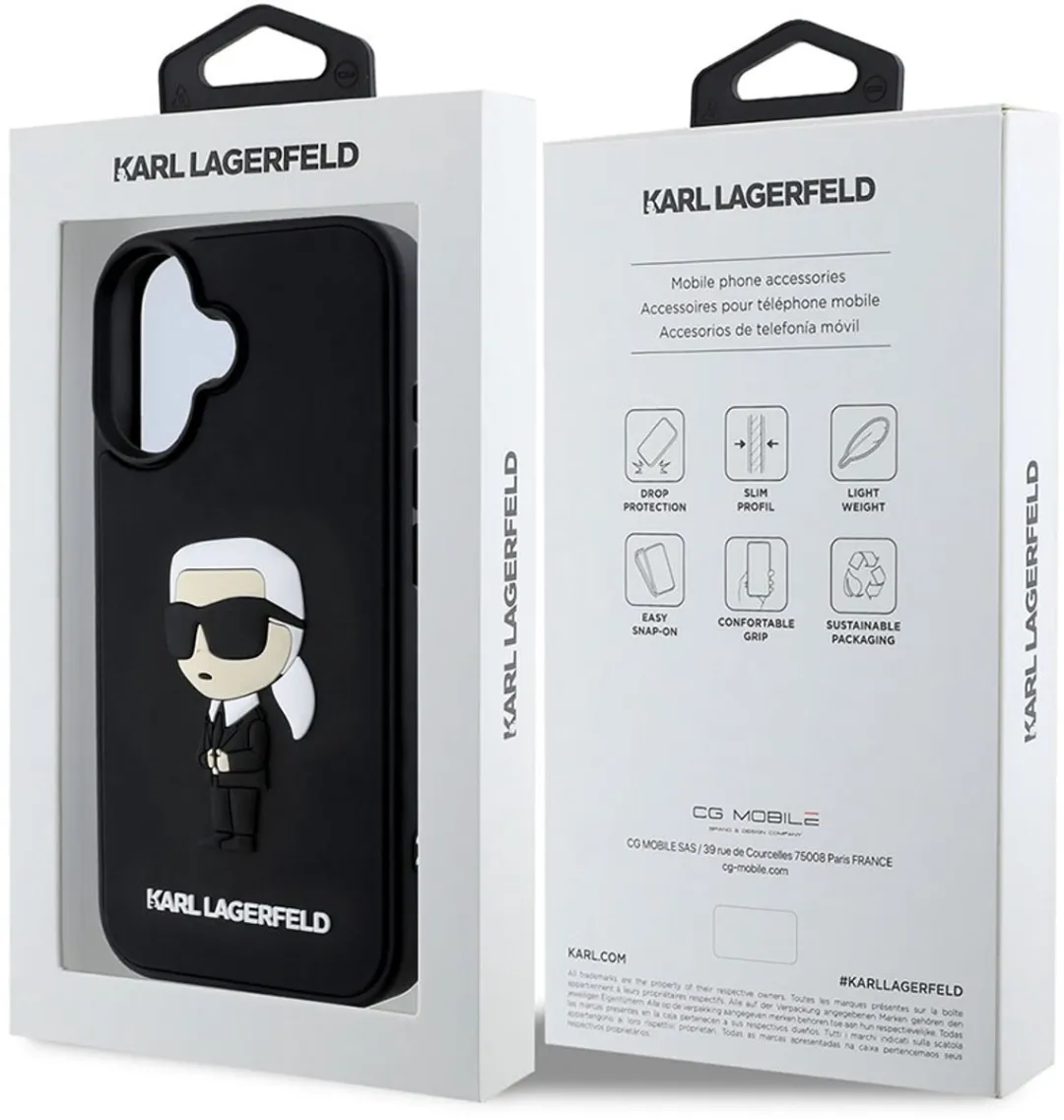 Karl Lagerfeld KLHCP16S3DRKINK Siliconen Hoesje iPhone 16 - Zwart
