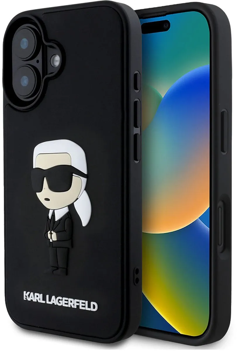 Karl Lagerfeld KLHCP16S3DRKINK Siliconen Hoesje iPhone 16 - Zwart