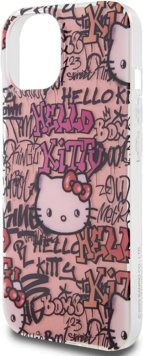 Hello Kitty IML Tags Graffiti Hoesje iPhone 15 - Roze