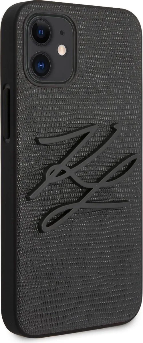 Karl Lagerfeld Lizard Signature iPhone 12 Mini Hoesje - Zwart
