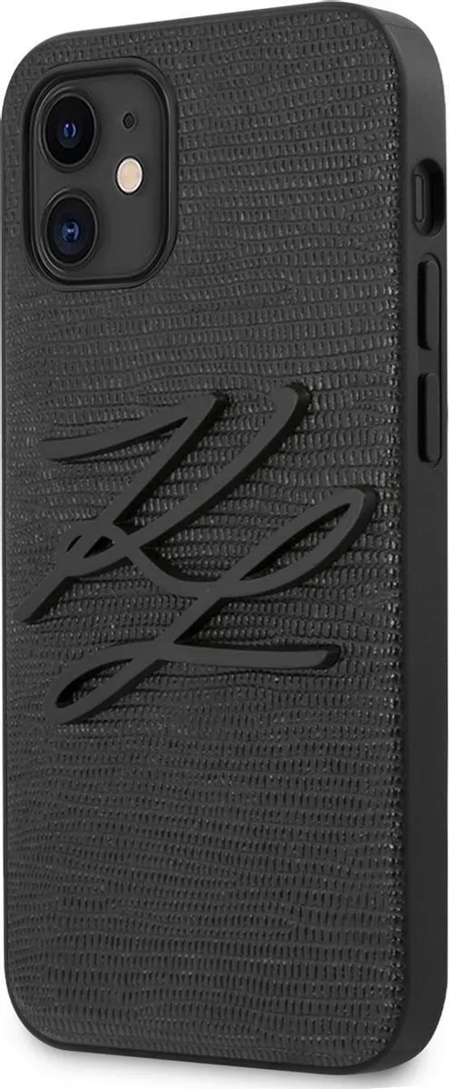 Karl Lagerfeld Lizard Signature iPhone 12 Mini Hoesje - Zwart
