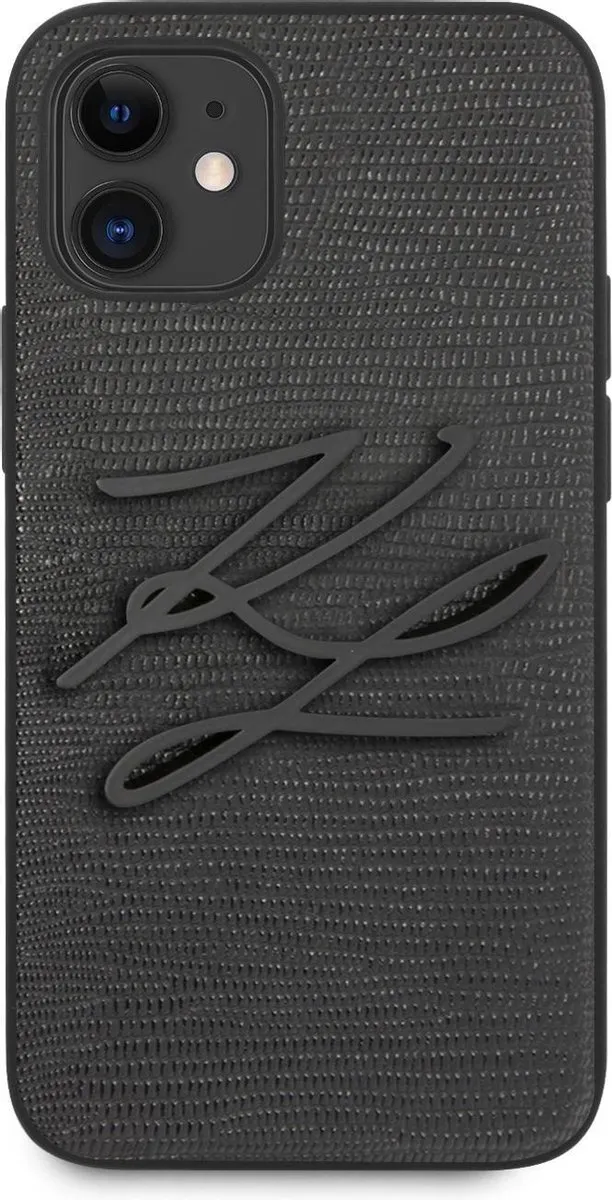 Karl Lagerfeld Lizard Signature iPhone 12 Mini Hoesje - Zwart