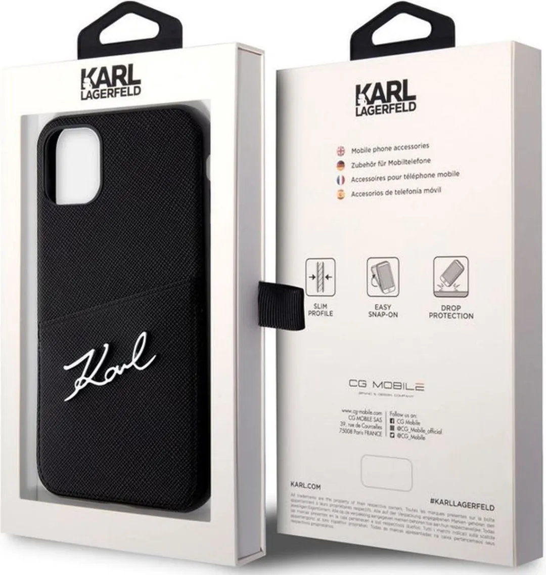 Karl Lagerfeld Saffiano iPhone Hoesje - Zwart