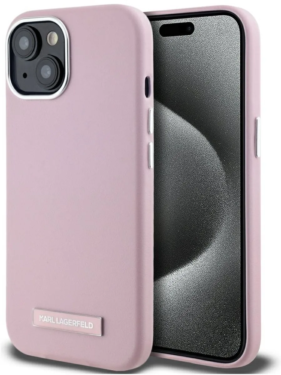 Karl Lagerfeld iPhone 15 Hoesje Magsafe Metaal Transparent