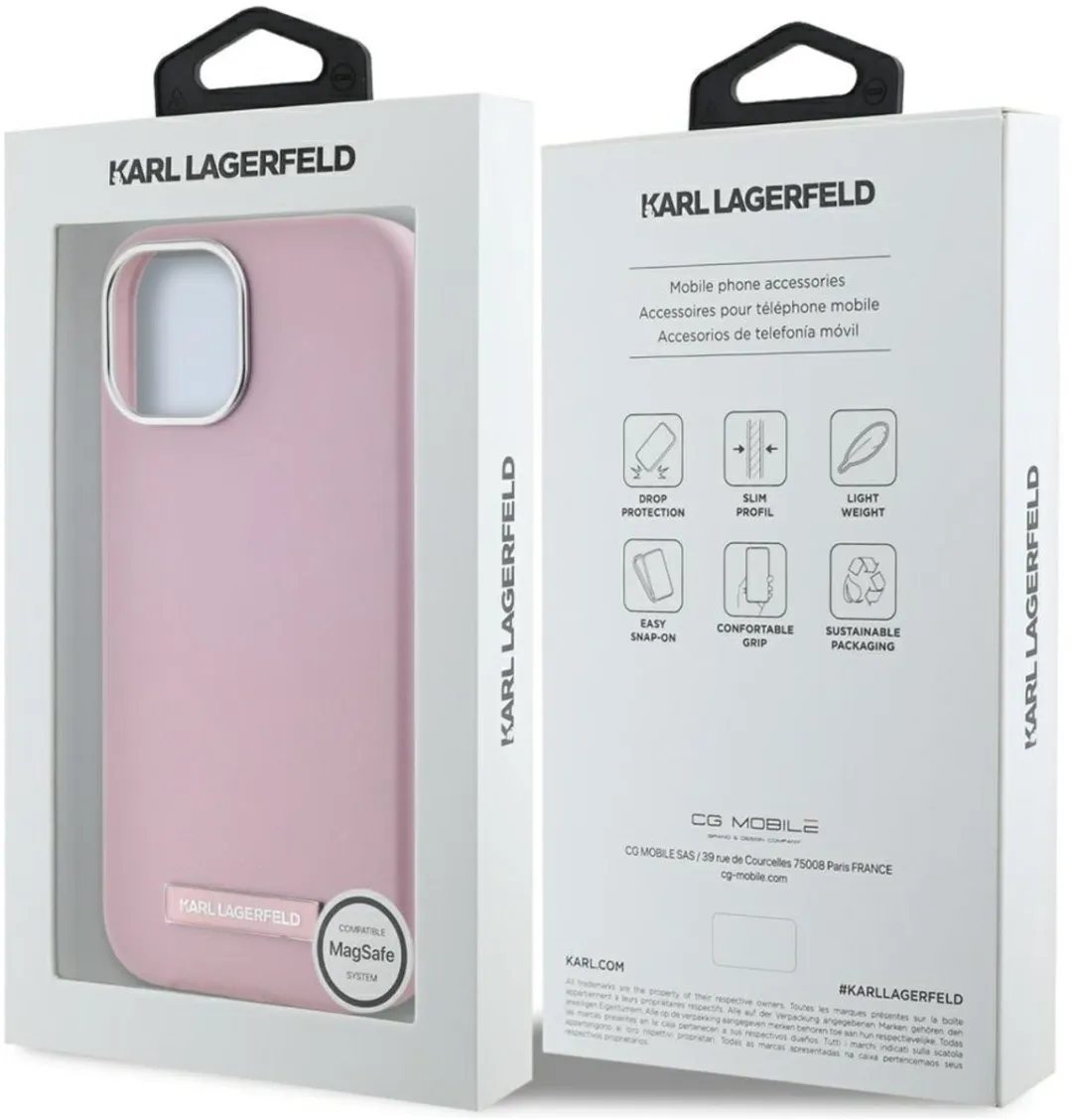 Karl Lagerfeld iPhone 15 Hoesje Magsafe Metaal Transparent