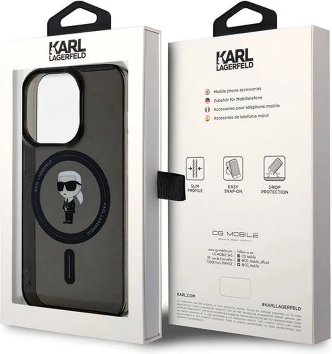 Karl Lagerfeld IML Ikonik MagSafe Hoesje iPhone 14 Pro - Zwart