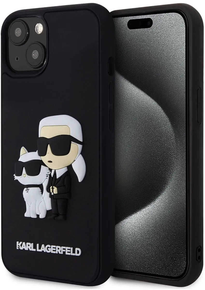 Karl Lagerfeld Karl Choupette 3D Hoesje iPhone 13 - Zwart
