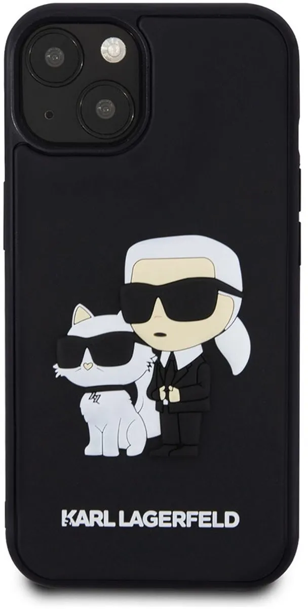 Karl Lagerfeld Karl Choupette 3D Hoesje iPhone 13 - Zwart