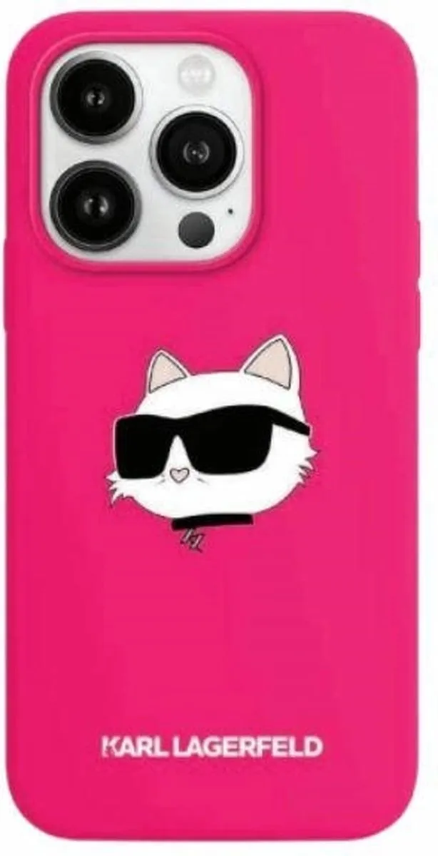 Karl Lagerfeld Siliconen Choupette Head MagSafe Hoesje iPhone 15 Pro Max - Roze