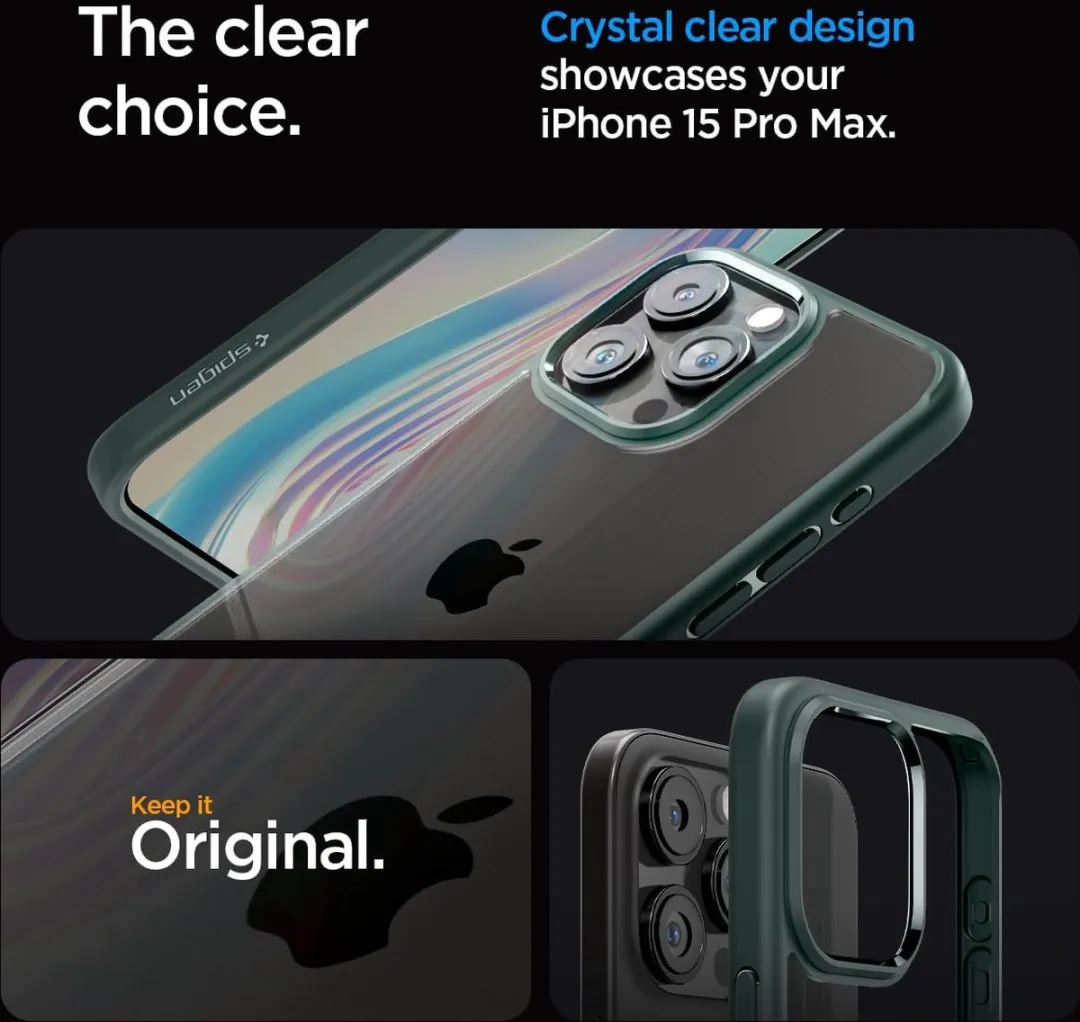 Spigen iPhone 15 Pro Max Ultra Hybrid Back Cover - Groen