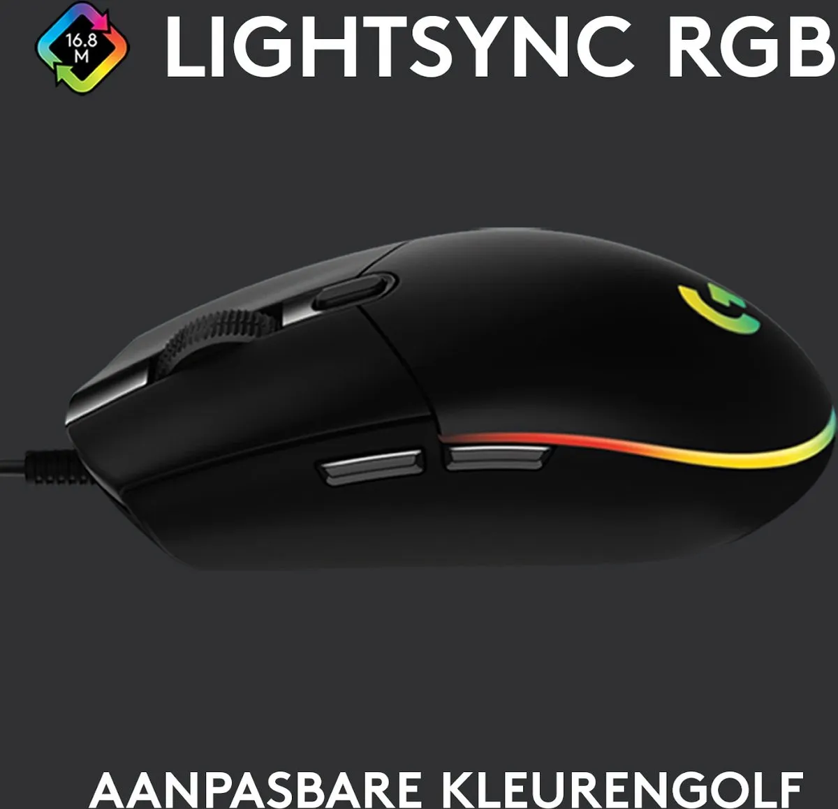 Logitech G G203 LIGHTSYNC Gaming Muis - Zwart - afbeelding 6 van 6