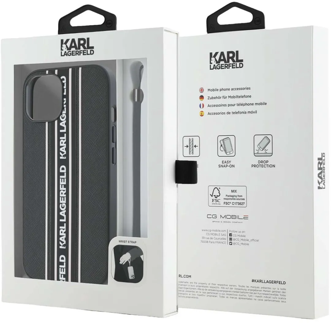 Karl Lagerfeld Saffiano Hoesje iPhone 15 - Zwart
