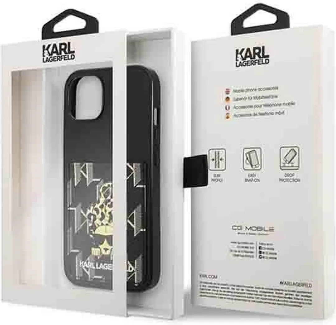 Karl Lagerfeld KLHCP13MCANCNK iPhone Hoesje - Zwart - 1 Kaartslot