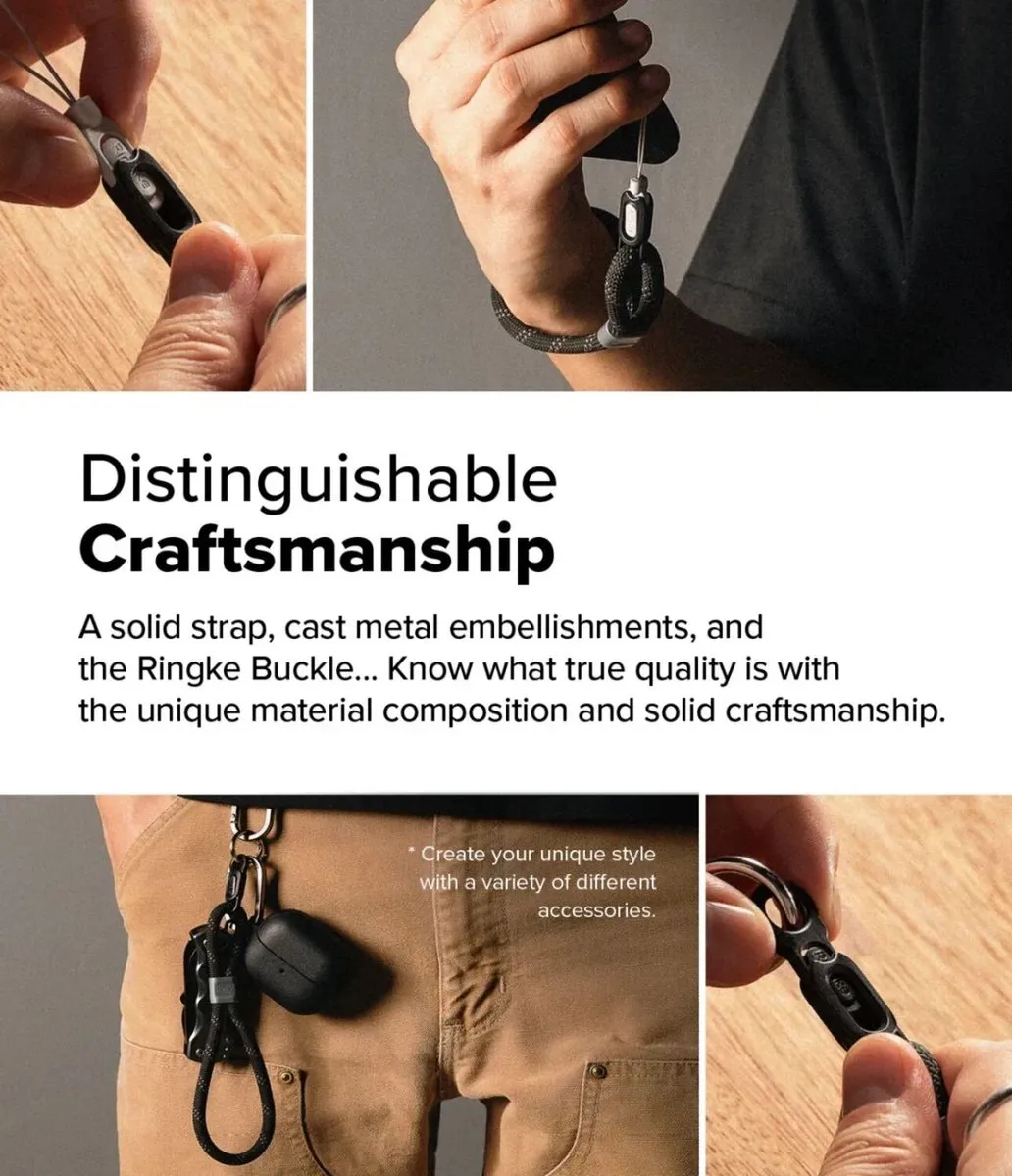 Ringke Rope Hand Strap Universeel Telefoonkoord - Zwart