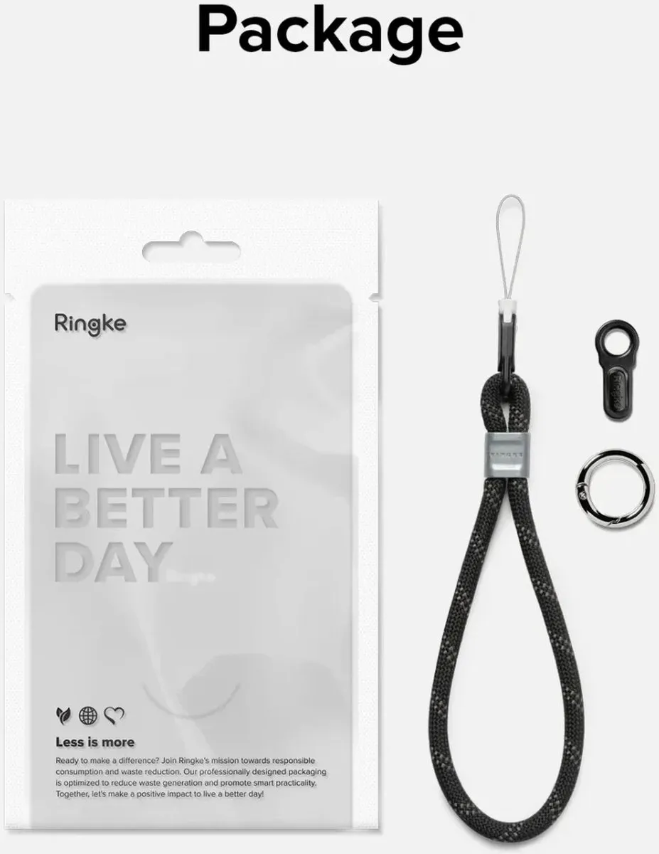 Ringke Rope Hand Strap Universeel Telefoonkoord - Zwart - afbeelding 6 van 6
