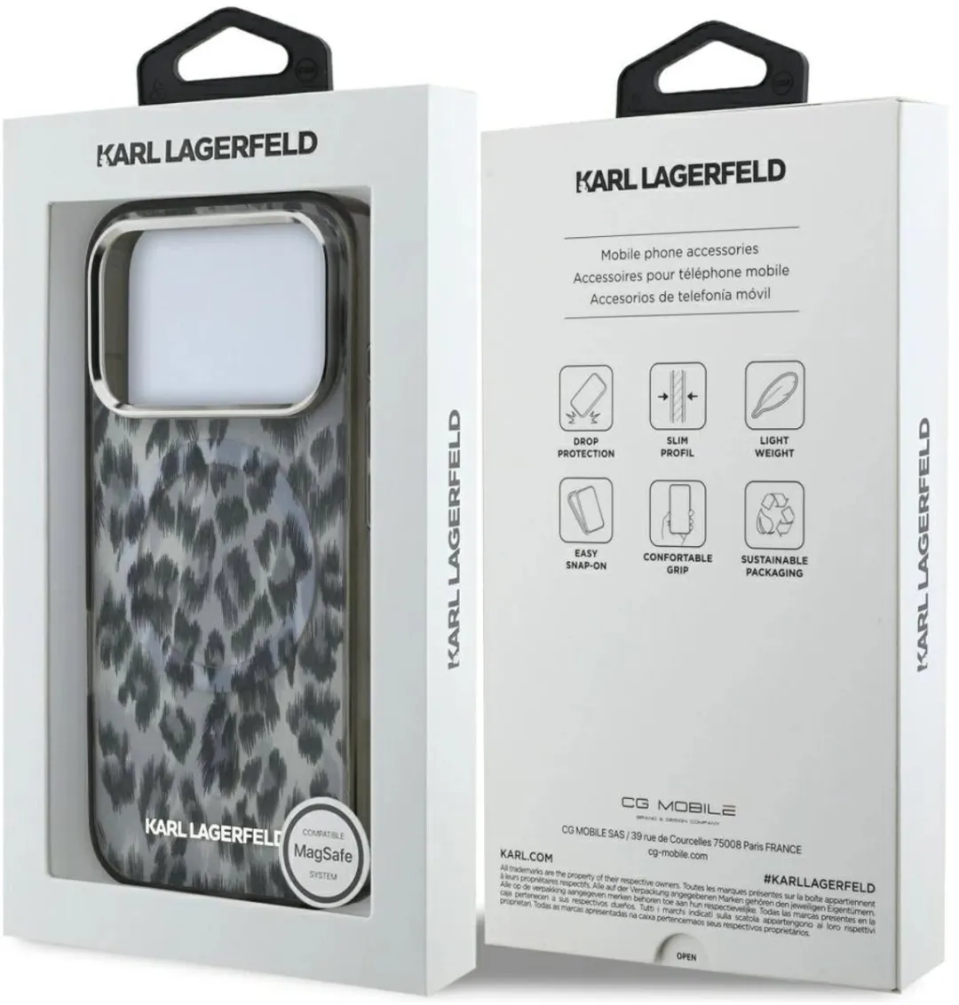 Karl Lagerfeld IML Leopard Magsafe Hoesje - iPhone 17 Pro - Zwart