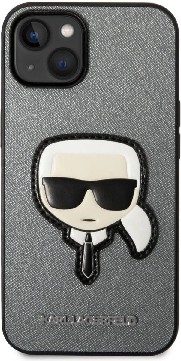 Karl Lagerfeld iPhone 14 Hoesje Saffiano Zilver