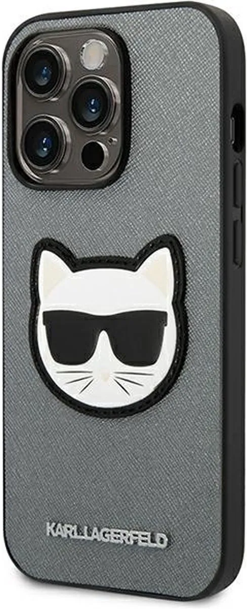 Karl Lagerfeld iPhone 14 Pro Max Hoesje Saffiano Choupette - Zilver - afbeelding 6 van 6
