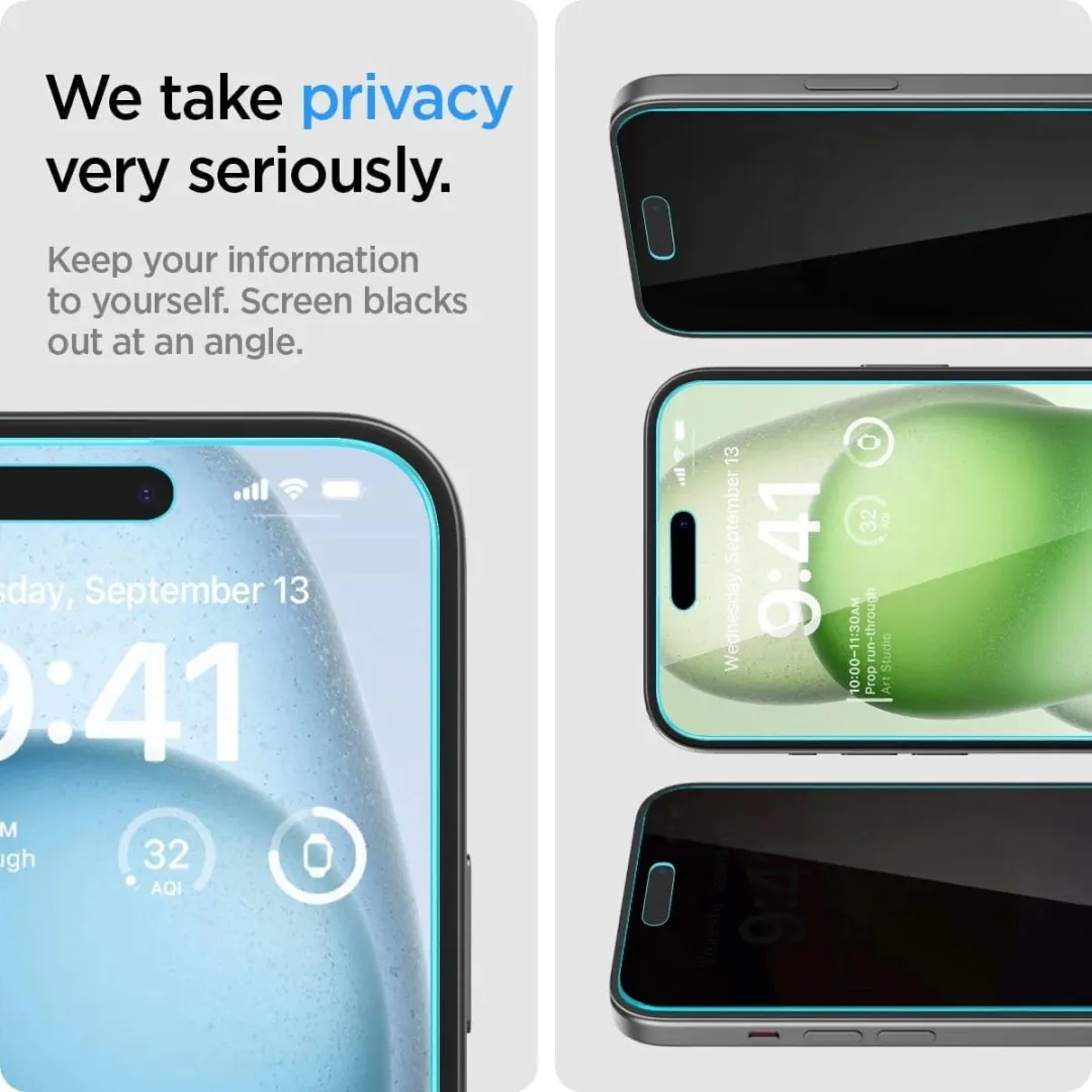 Spigen Glas.tR Screenprotector iPhone 16 - Privacyglas - 2 Stuks