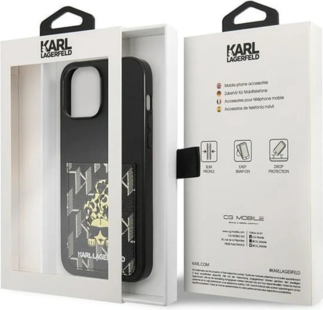 Karl Lagerfeld KLHCP13XCANCNK iPhone 13 Pro Max Hoesje - Zwart - 1 Kaartslot