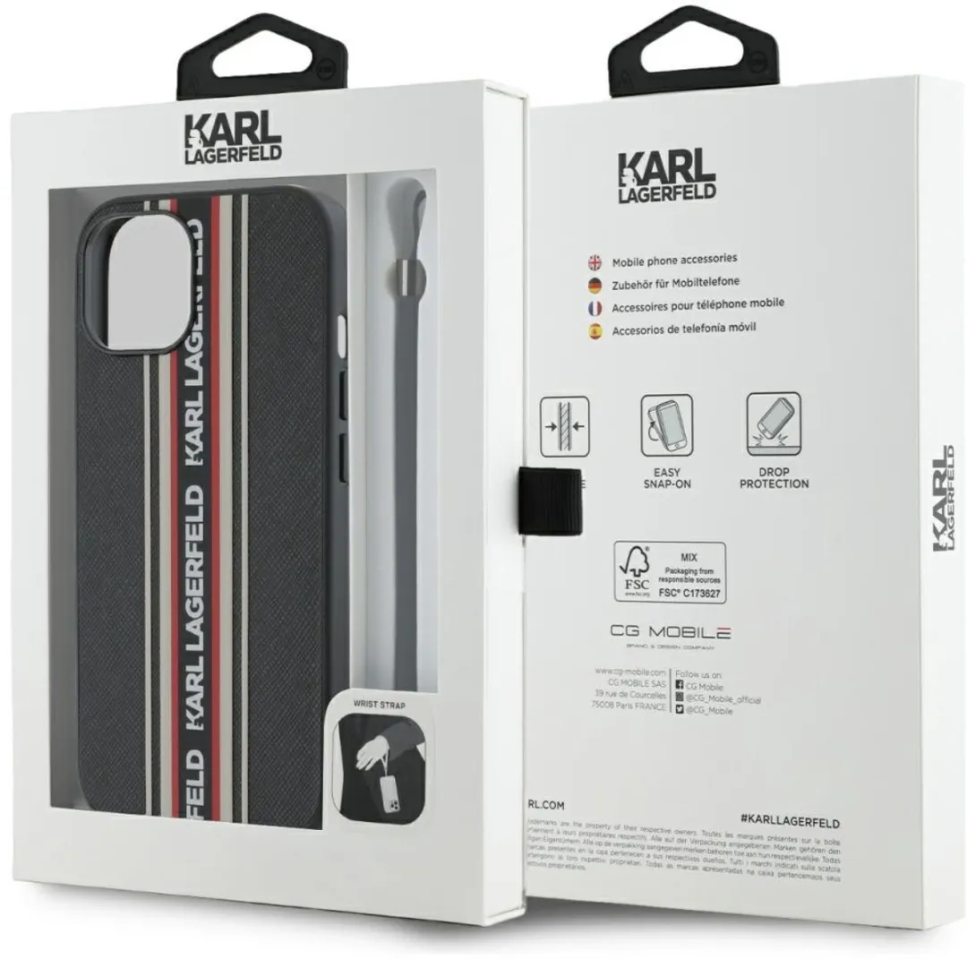 Karl Lagerfeld Hoesje iPhone 15 Stripes - Transparent - afbeelding 6 van 6