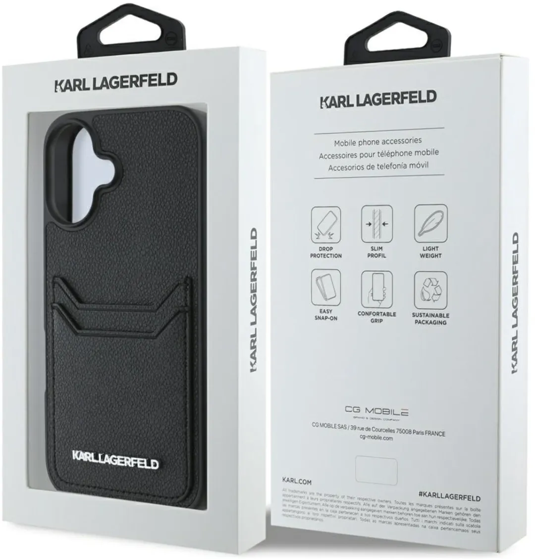 Karl Lagerfeld Hoesje iPhone 16 HC Grained PU - Transparent