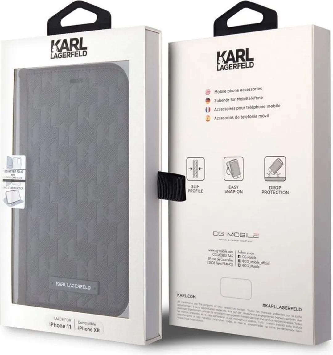 Karl Lagerfeld Saffiano Book Case iPhone 11 - Zwart