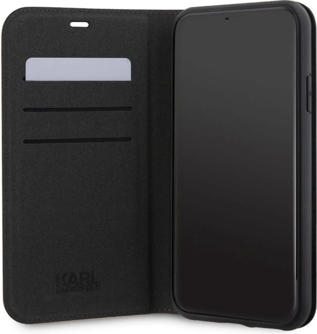 Karl Lagerfeld Saffiano Book Case iPhone 11 - Zwart