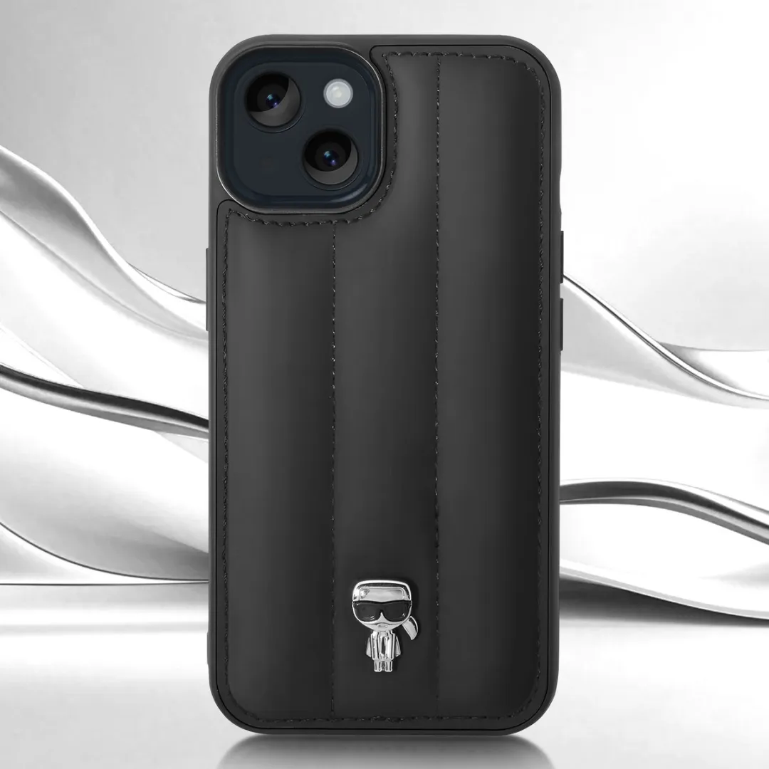 Karl Lagerfeld iPhone 14 Backcase - Effen Zwart - Kunstleer - 3666339077716