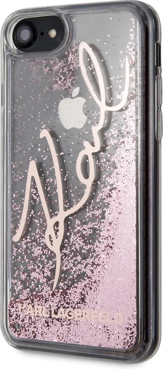 Karl Lagerfeld Glitter Signature Hoesje iPhone 7/8/SE2020 - Rose Gold