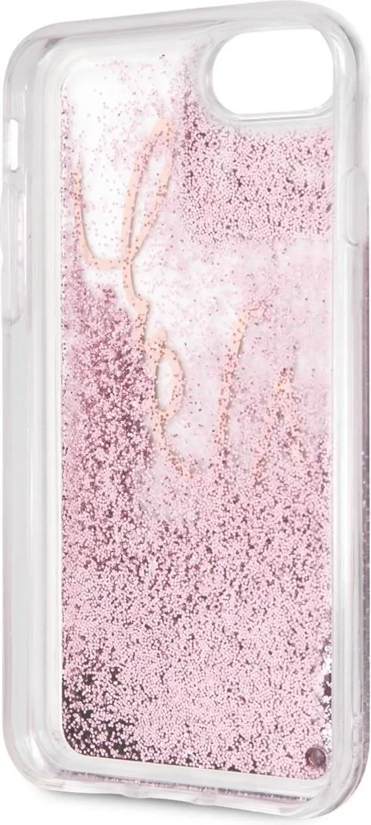Karl Lagerfeld Glitter Signature Hoesje iPhone 7/8/SE2020 - Rose Gold