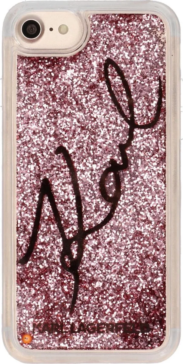 Karl Lagerfeld Glitter Signature Hoesje iPhone 7/8/SE2020 - Rose Gold - afbeelding 6 van 6