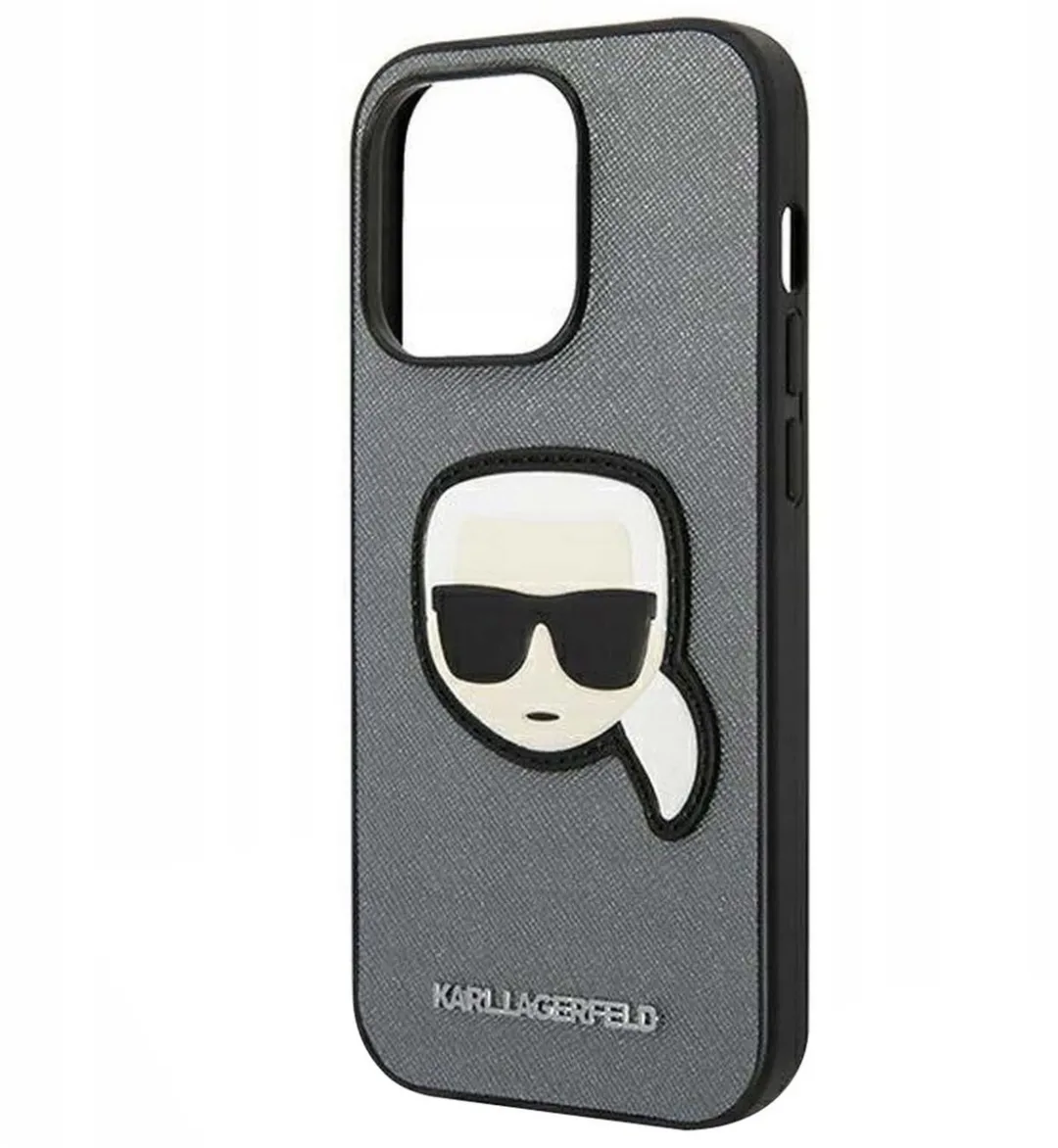 Karl Lagerfeld iPhone 14 Pro Hoesje Saffiano Zilver