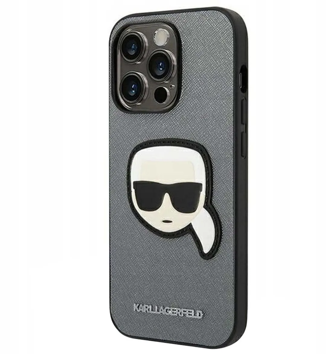 Karl Lagerfeld iPhone 14 Pro Hoesje Saffiano Zilver