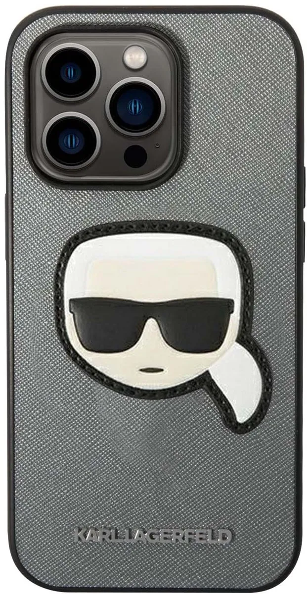 Karl Lagerfeld iPhone 14 Pro Hoesje Saffiano Zilver