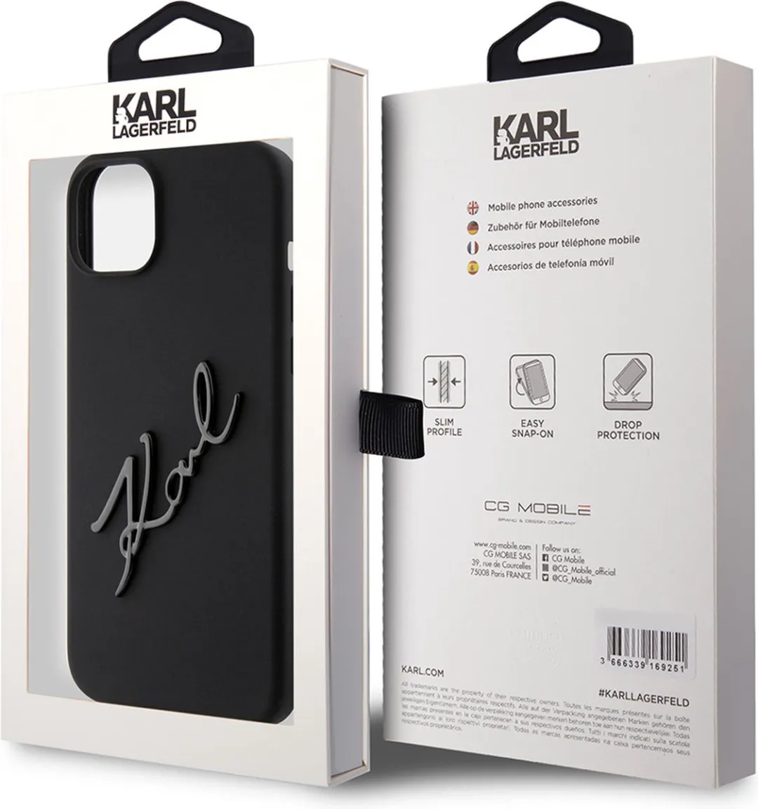 Karl Lagerfeld Backcase Hoesje iPhone 15/14/13 - Effen Zwart