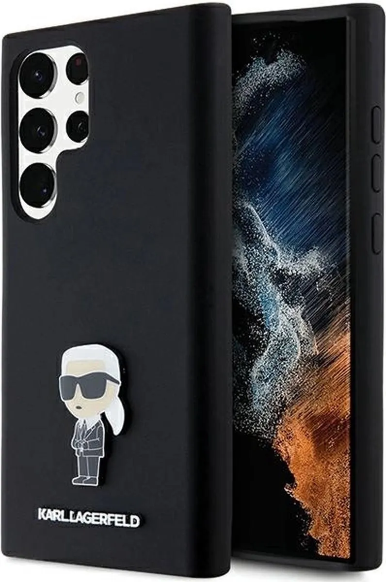 Karl Lagerfeld Ikonik Metal Pin Hoesje - Samsung Galaxy S24 Ultra - Zwart